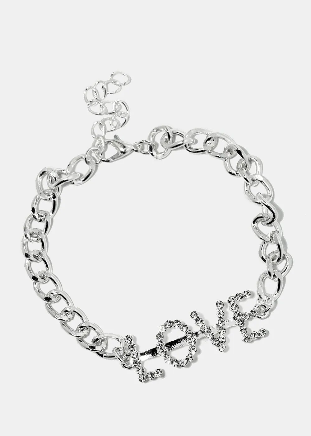 "LOVE" Rhinestone Chain Bracelet