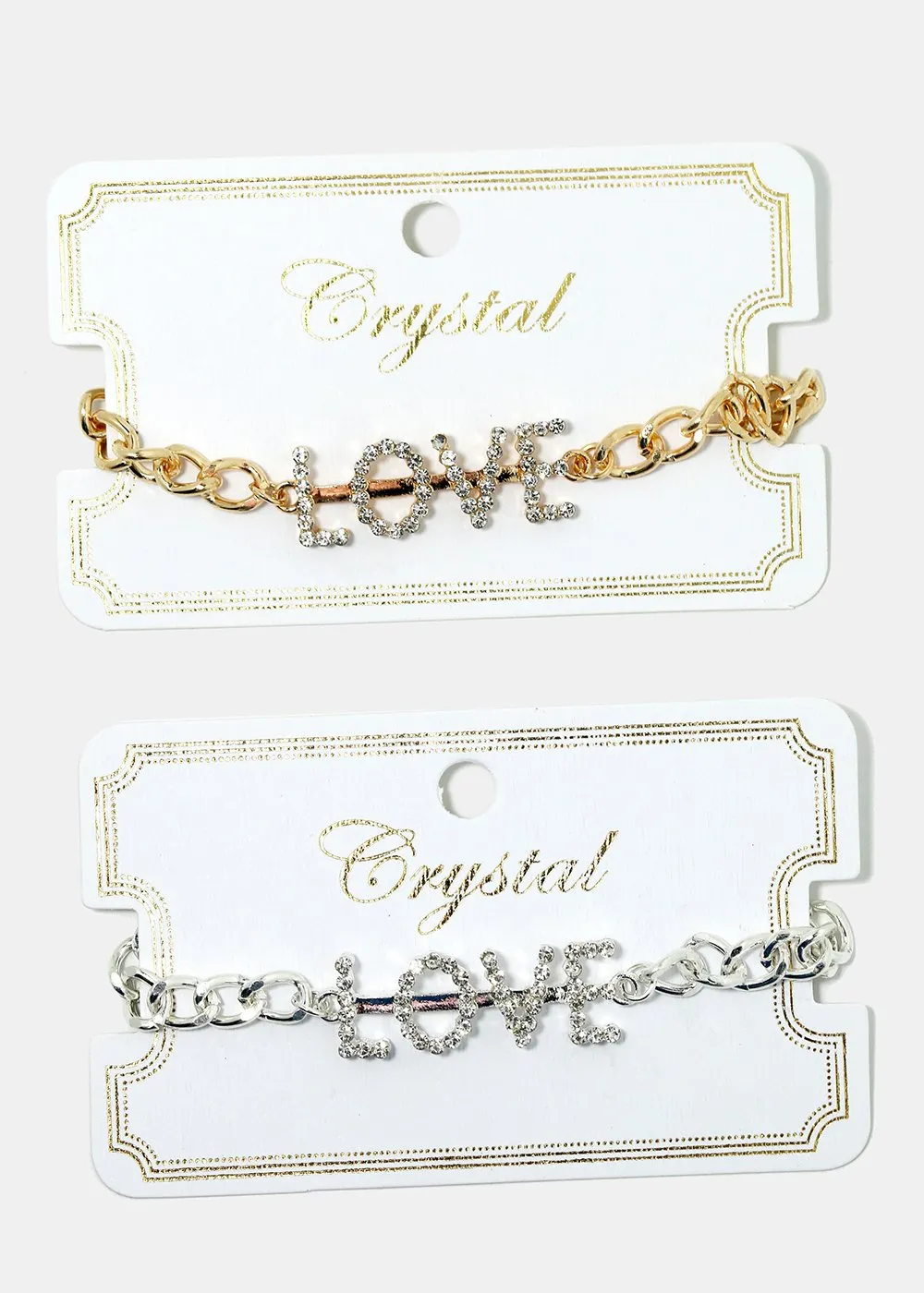 "LOVE" Rhinestone Chain Bracelet