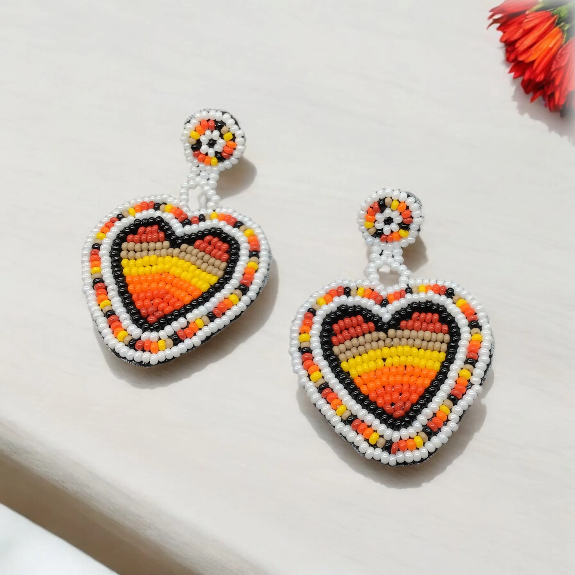 Red and Yellow heart earrings