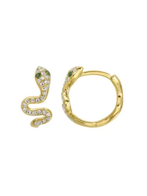 Reputation Snake Diamond Huggie Earrings 14K