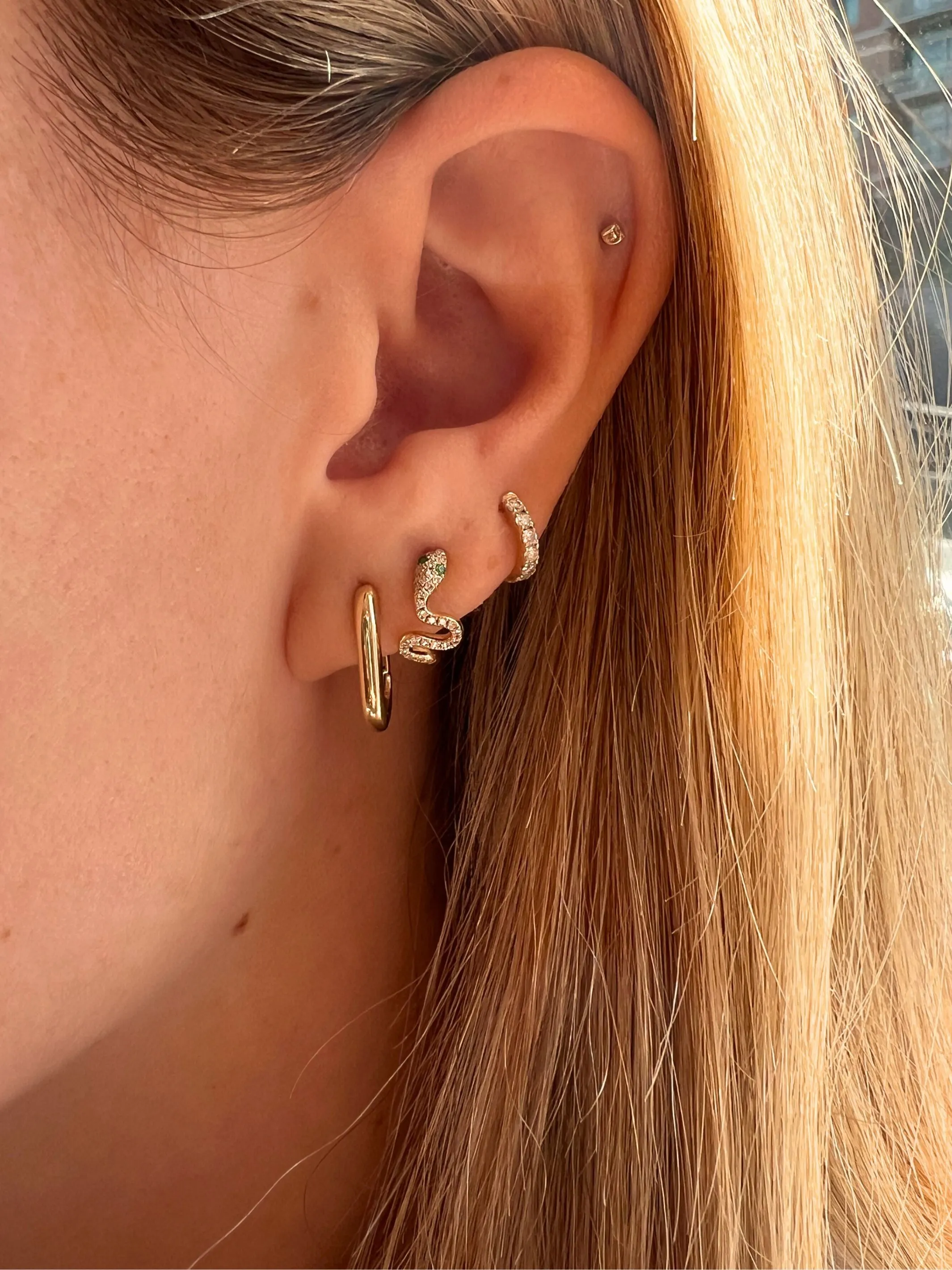 Reputation Snake Diamond Huggie Earrings 14K