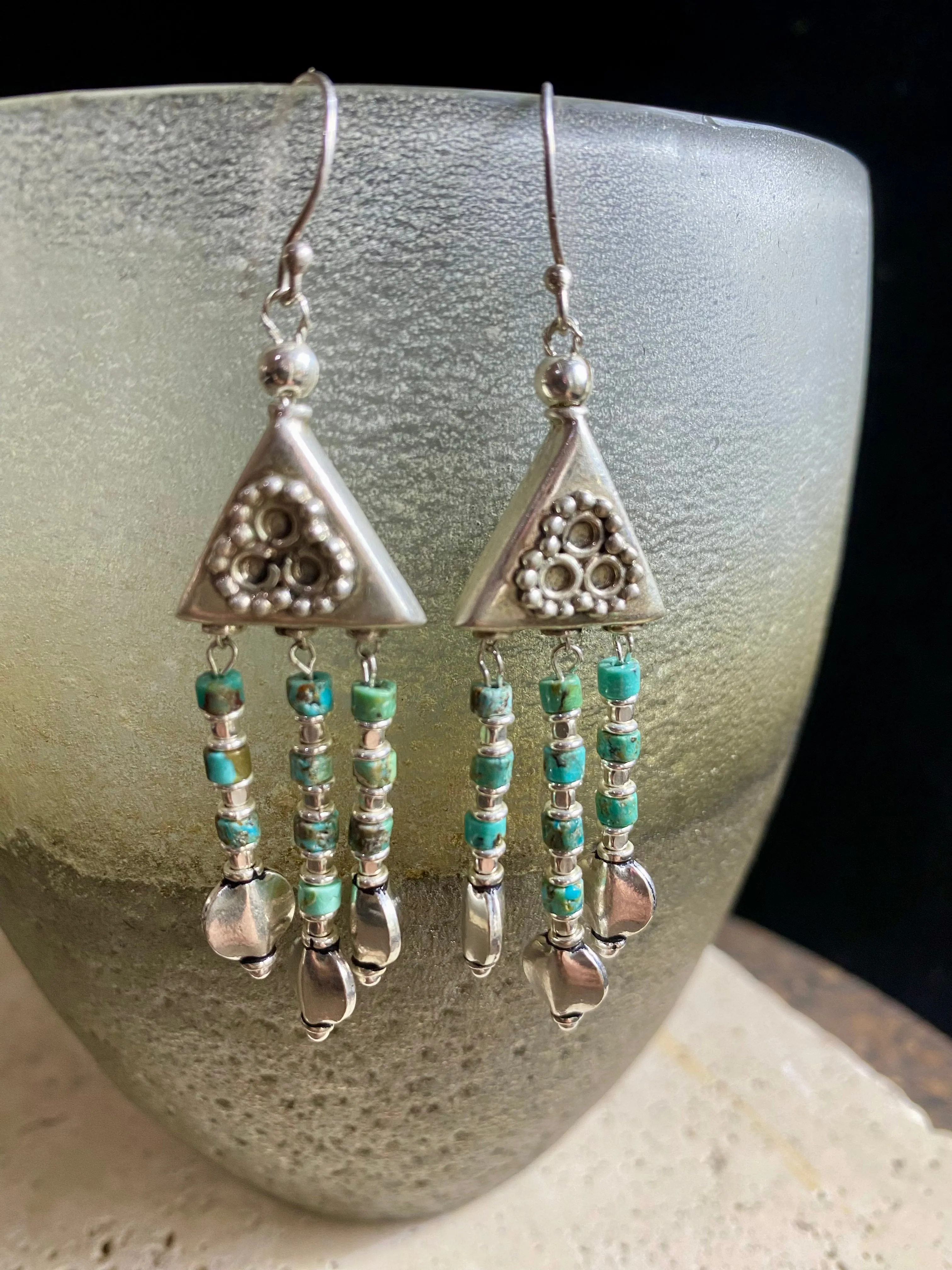 Roman Style Turquoise Silver Earrings