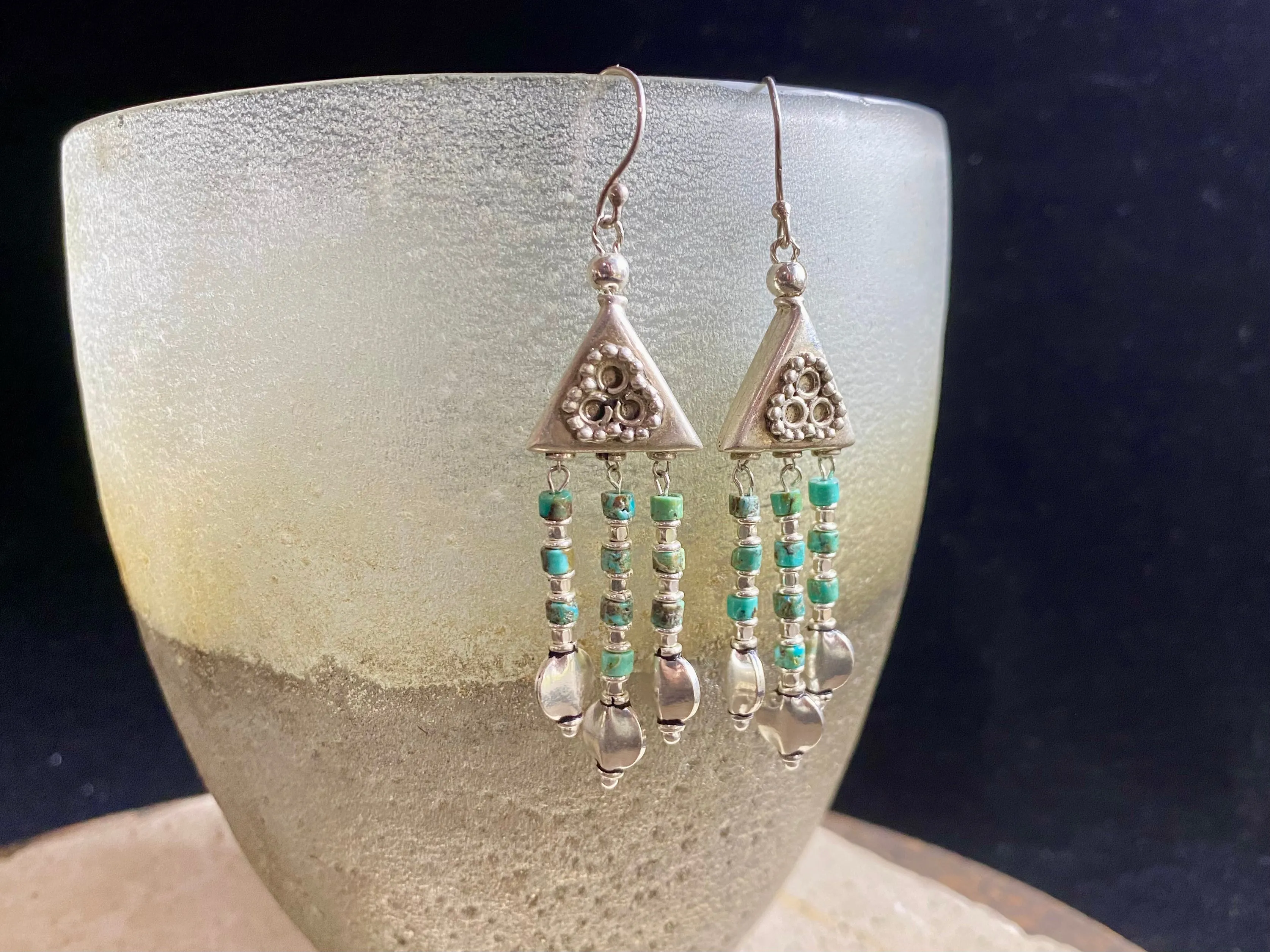 Roman Style Turquoise Silver Earrings