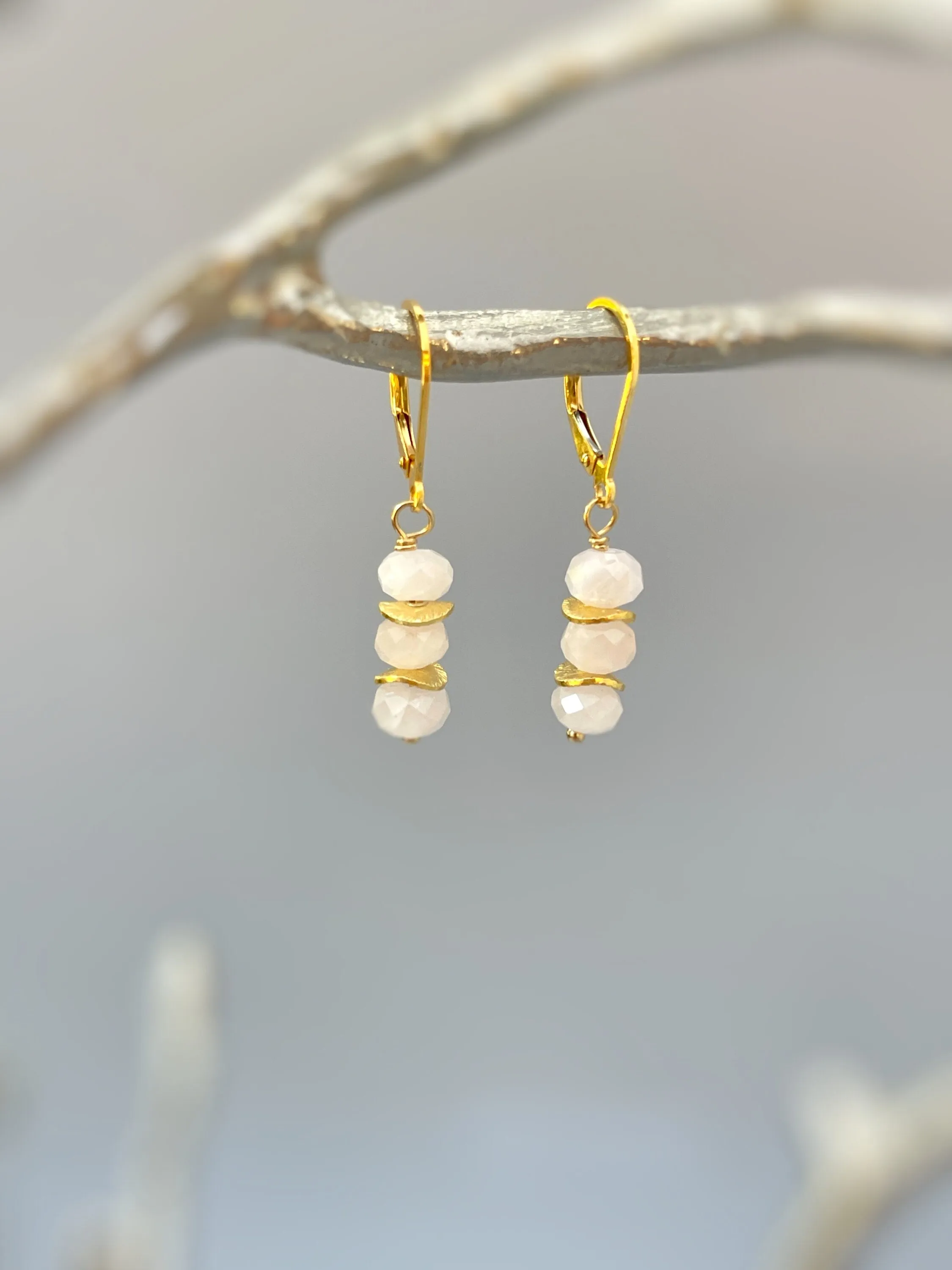 Rose Quartz Earrings Dangle Rose Gold, Gold, Silver boho jewelry