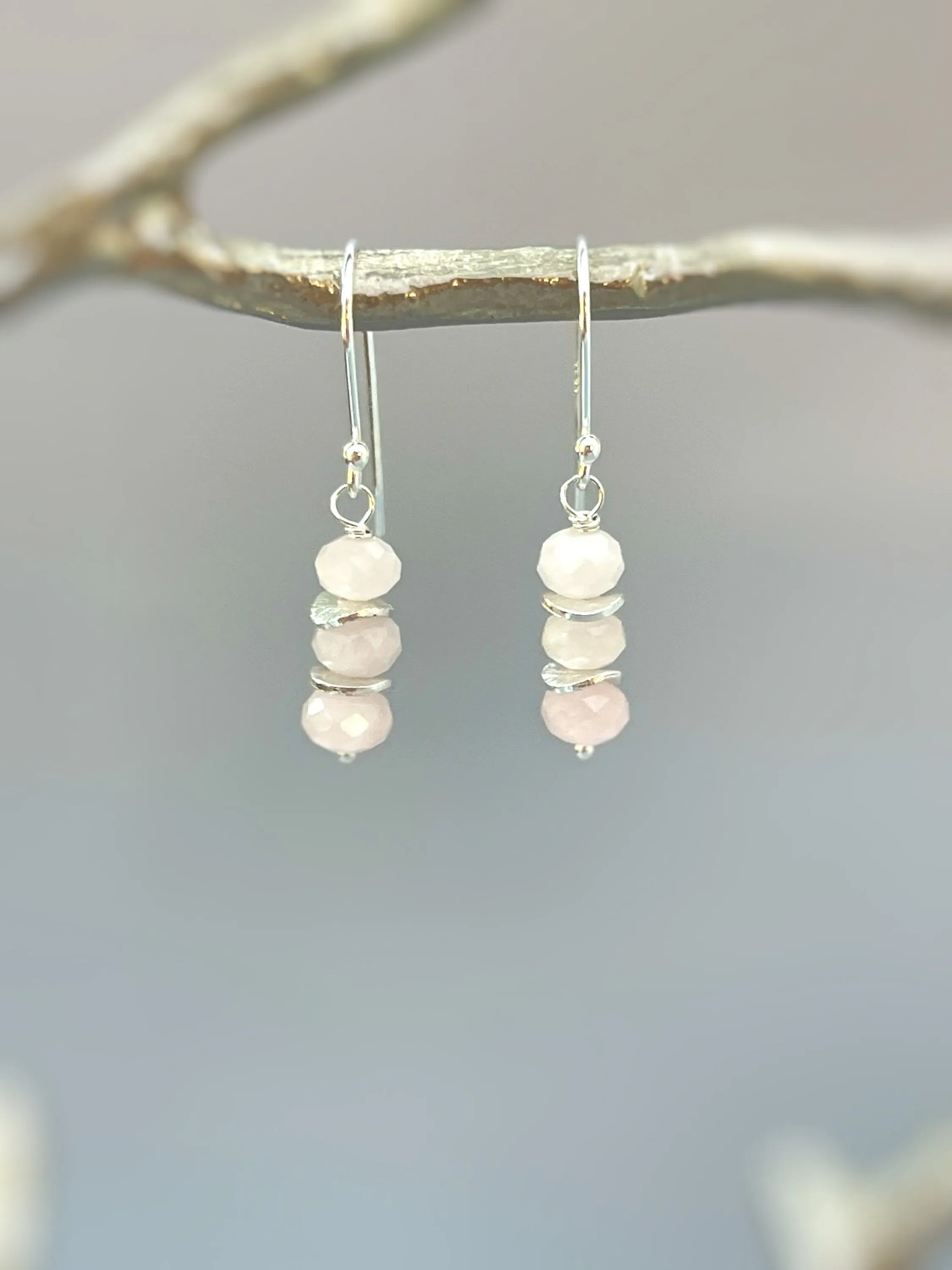 Rose Quartz Earrings Dangle Rose Gold, Gold, Silver boho jewelry