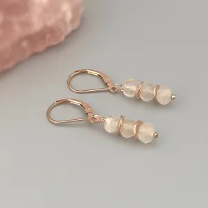 Rose Quartz Earrings Dangle Rose Gold, Gold, Silver boho jewelry