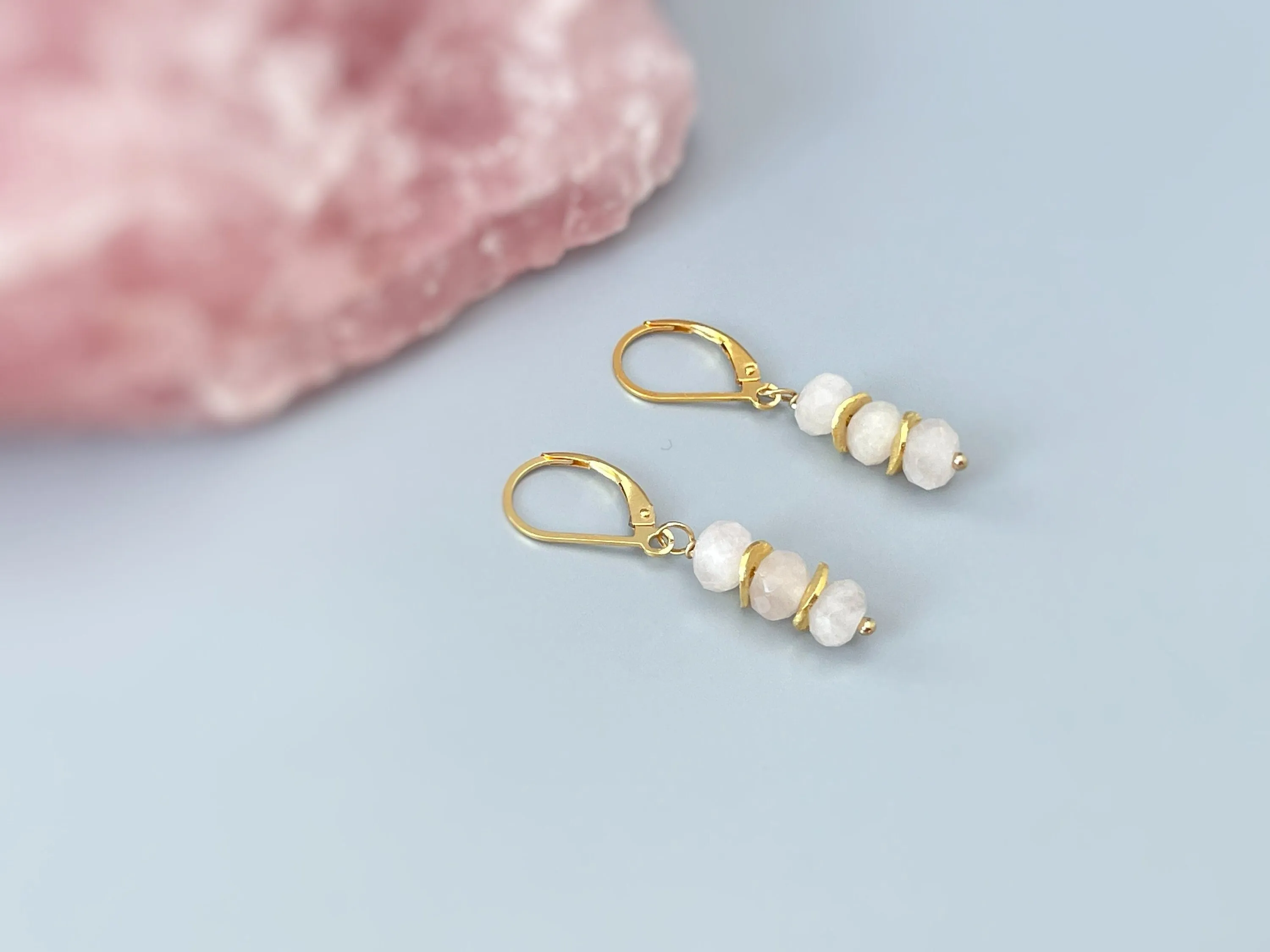 Rose Quartz Earrings Dangle Rose Gold, Gold, Silver boho jewelry