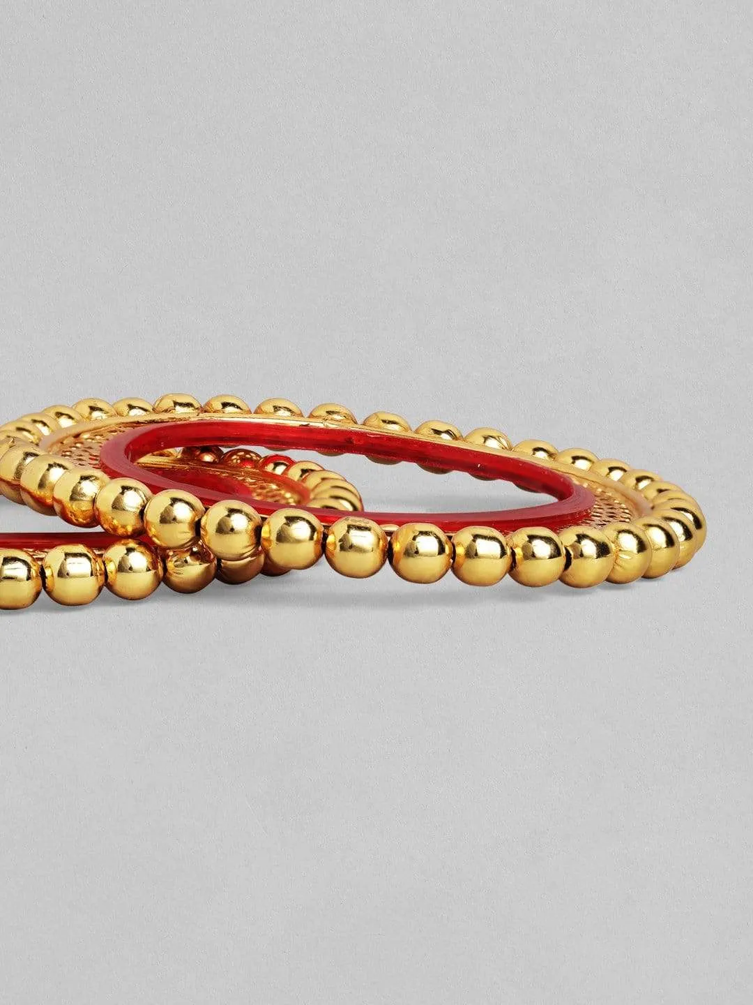 Rubans 24K Gold Plated Handcrafted Gold Balls Set of 2 Pacheli Bangles