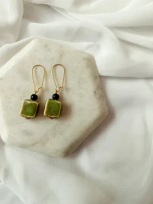 Sage |  Ceramic Beaded Earrings