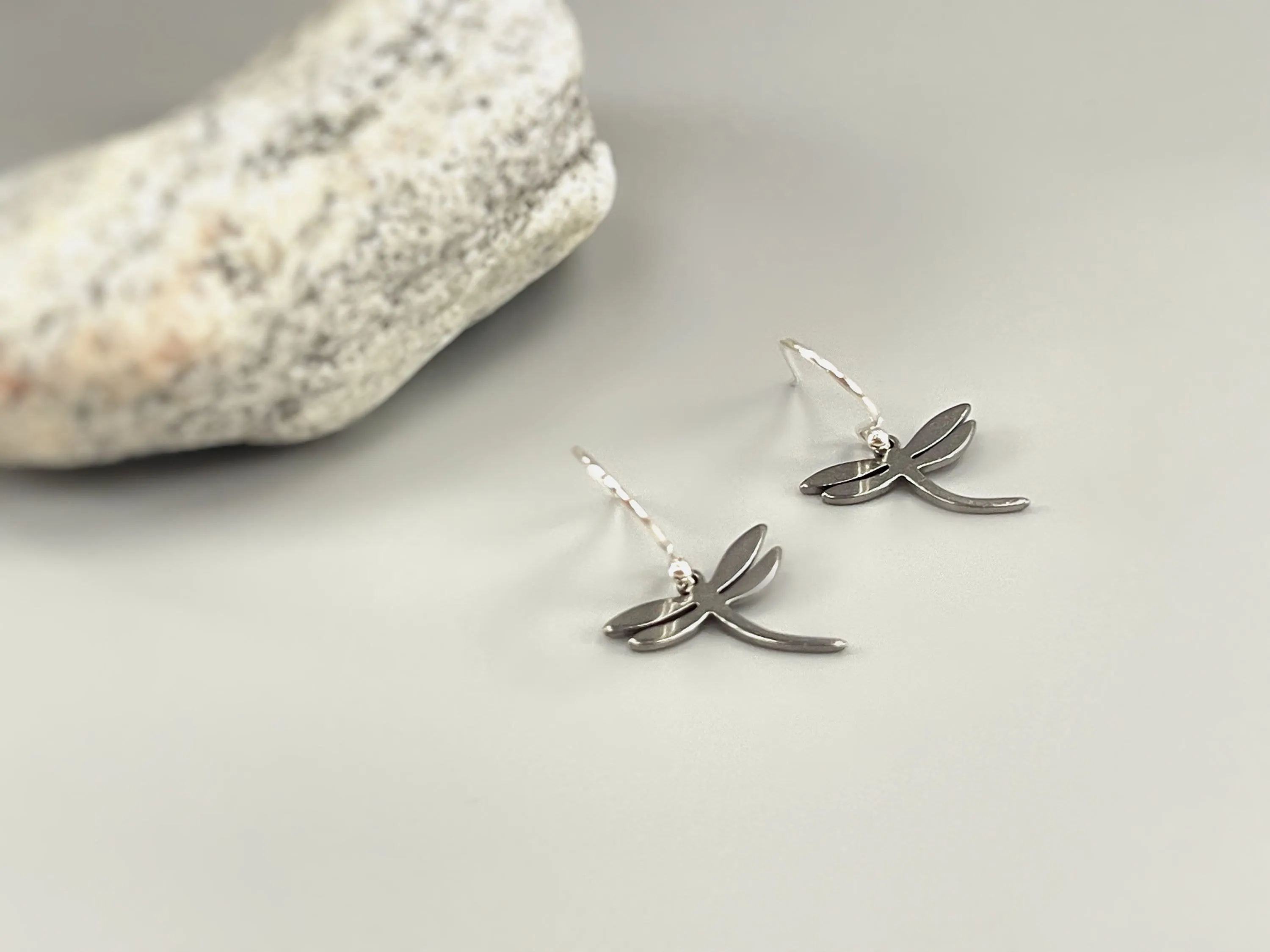 Silver Dragonfly Earrings dangle