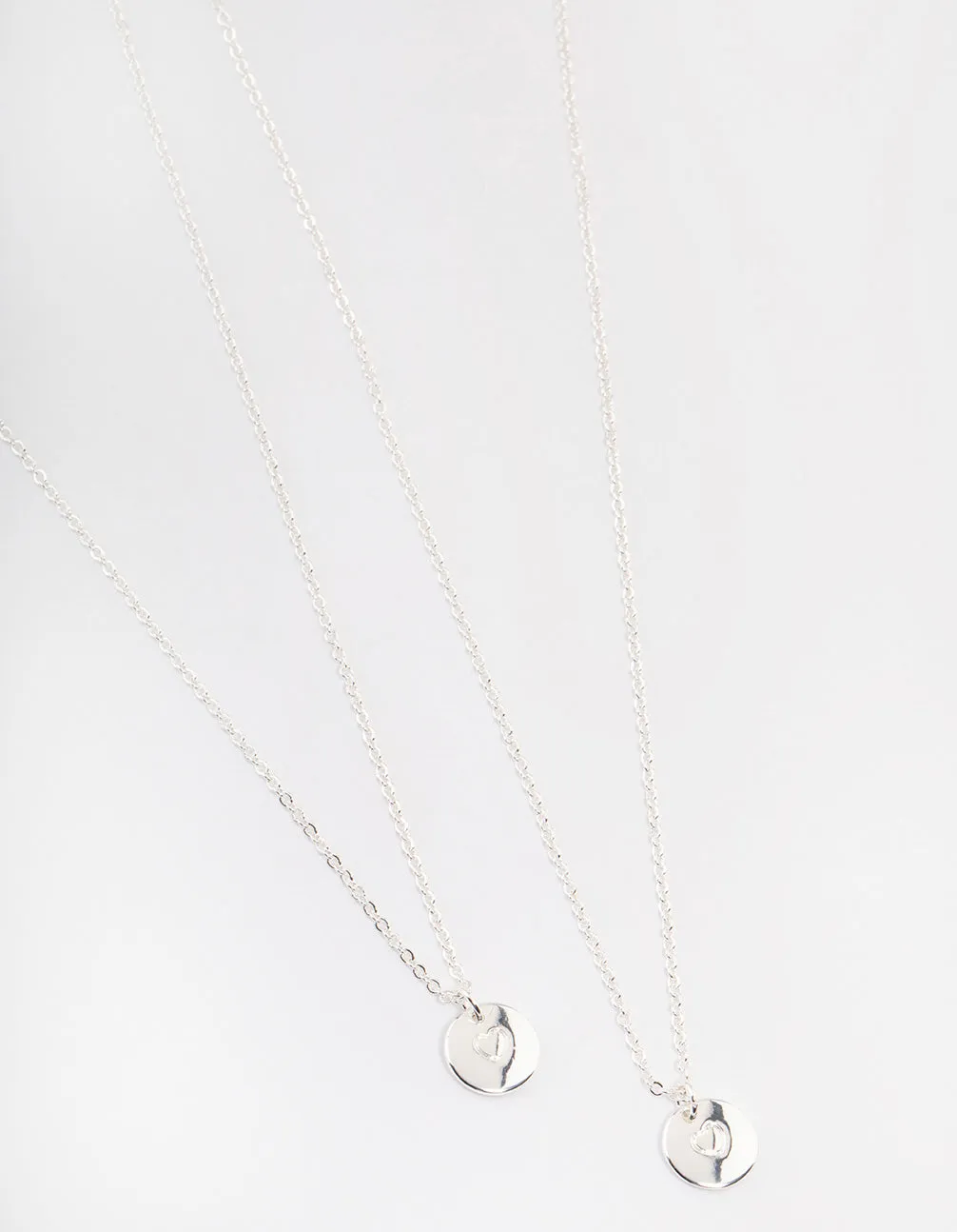 Silver Plated Heart Disc Necklace Pack