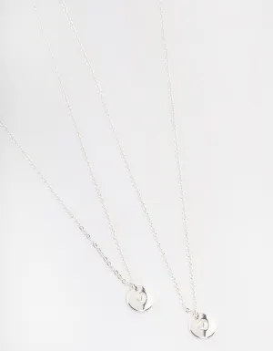 Silver Plated Heart Disc Necklace Pack