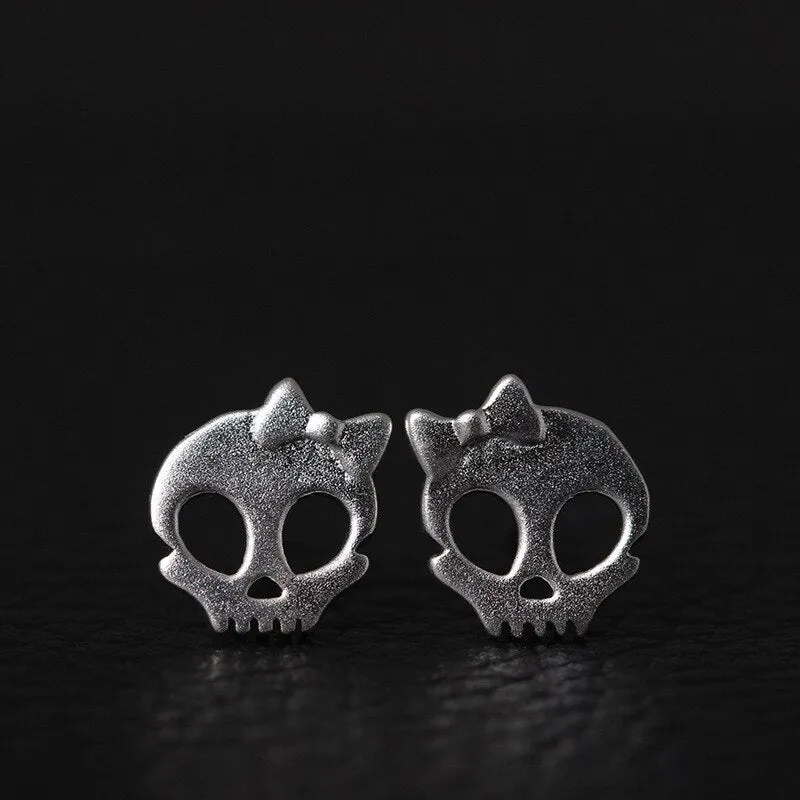 Skull silver stud earrings