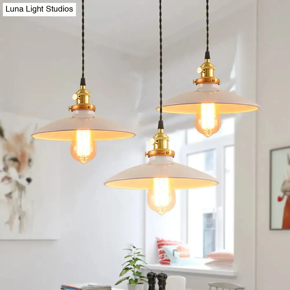 Sleek 1-Head Warehouse Saucer Pendant Light for Dining Room - Metallic Drop Design