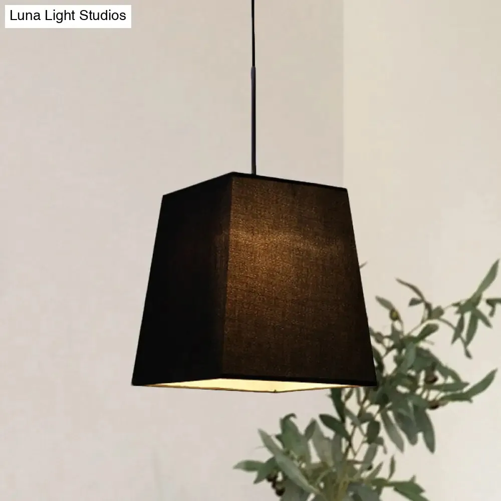 Sleek Black Trapezoidal Mini Pendant Light - Simplicity Fabric Suspension Lamp for Dining Room