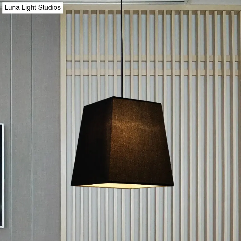 Sleek Black Trapezoidal Mini Pendant Light - Simplicity Fabric Suspension Lamp for Dining Room