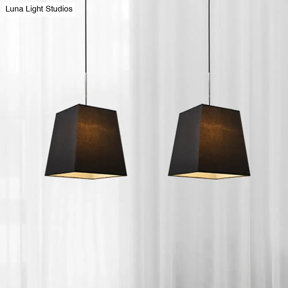 Sleek Black Trapezoidal Mini Pendant Light - Simplicity Fabric Suspension Lamp for Dining Room