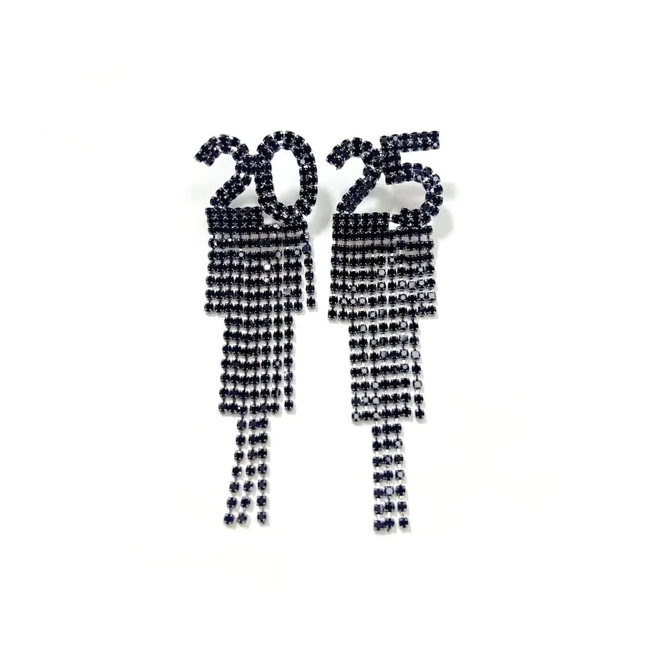 Sparkling 2025 Rhinestone Earrings – Dazzling New Year Party Accessory