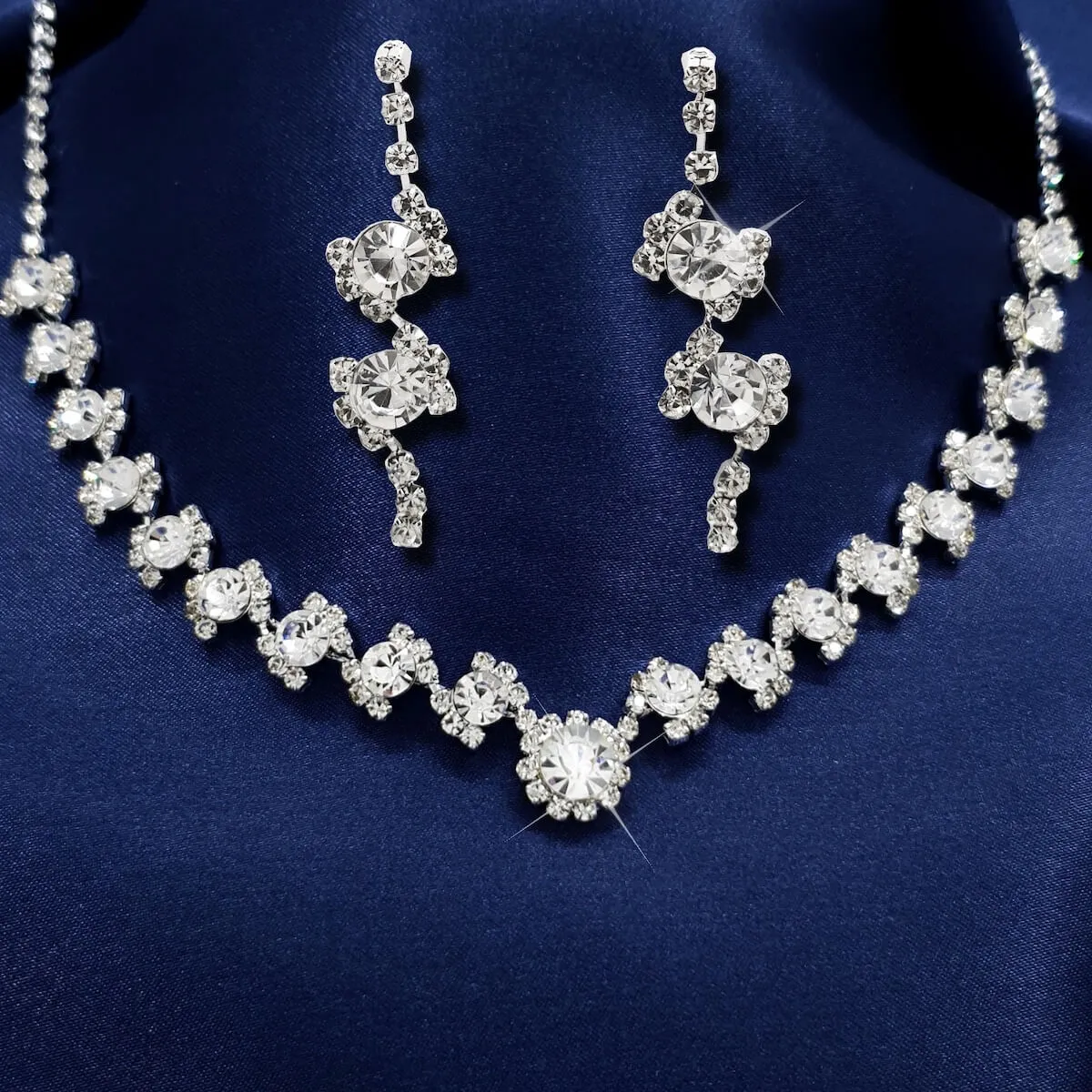 Sparkling Crystal Silver Bridal Party Jewellery Set