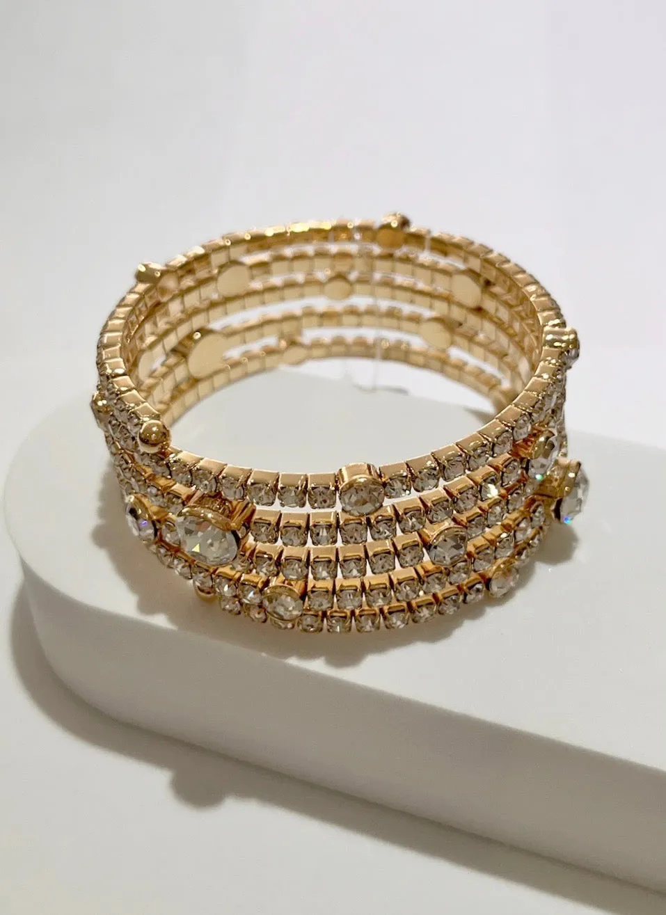 Sparkling Essential Gold Rhinestones Bracelet