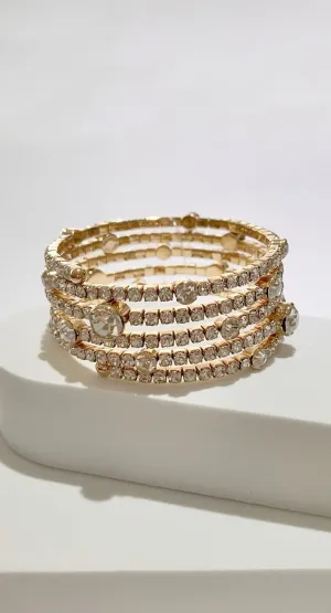 Sparkling Essential Gold Rhinestones Bracelet