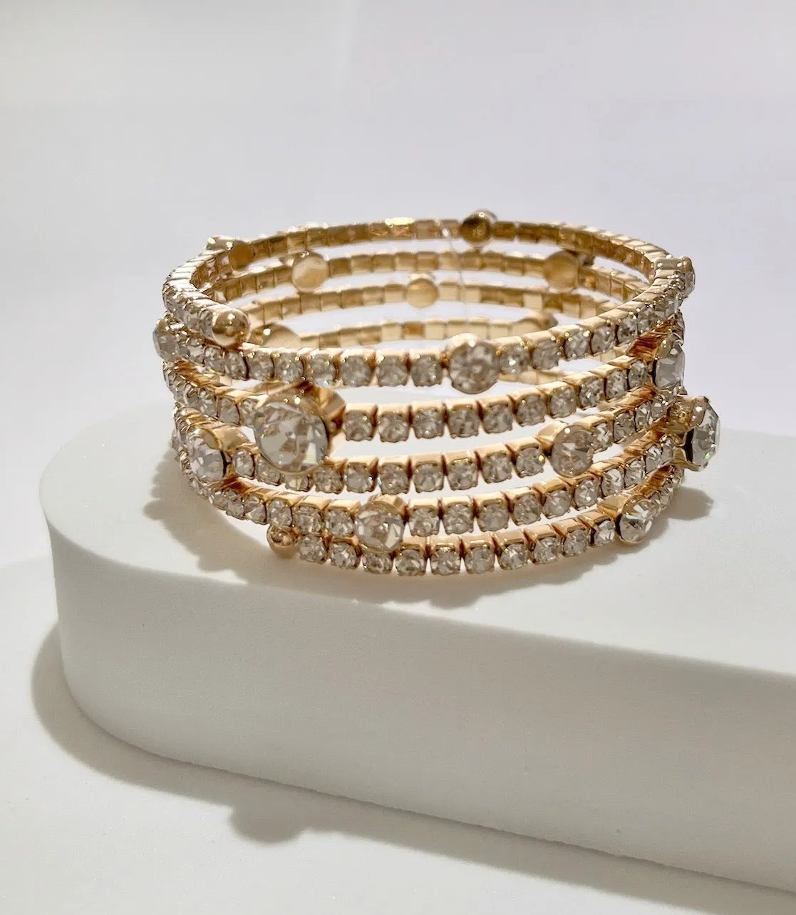 Sparkling Essential Gold Rhinestones Bracelet