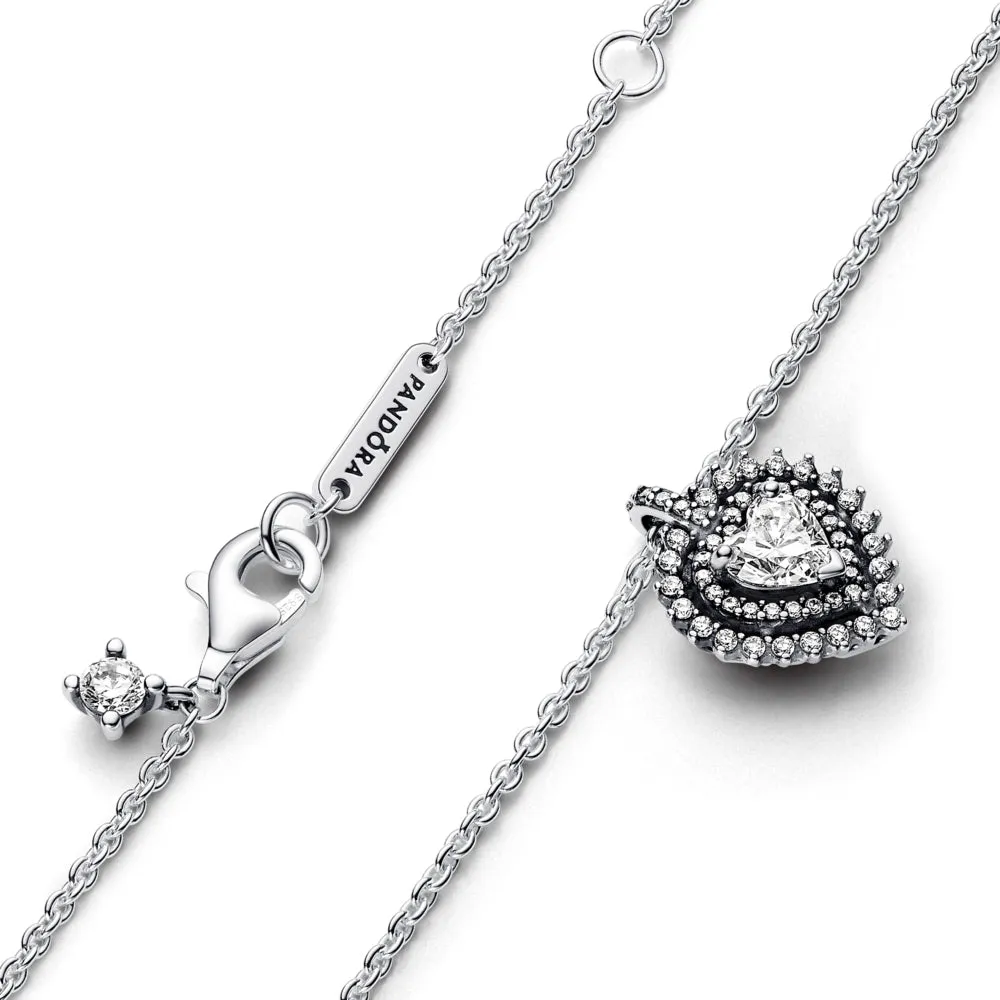 Sparkling Heart Halo Pendant Necklace