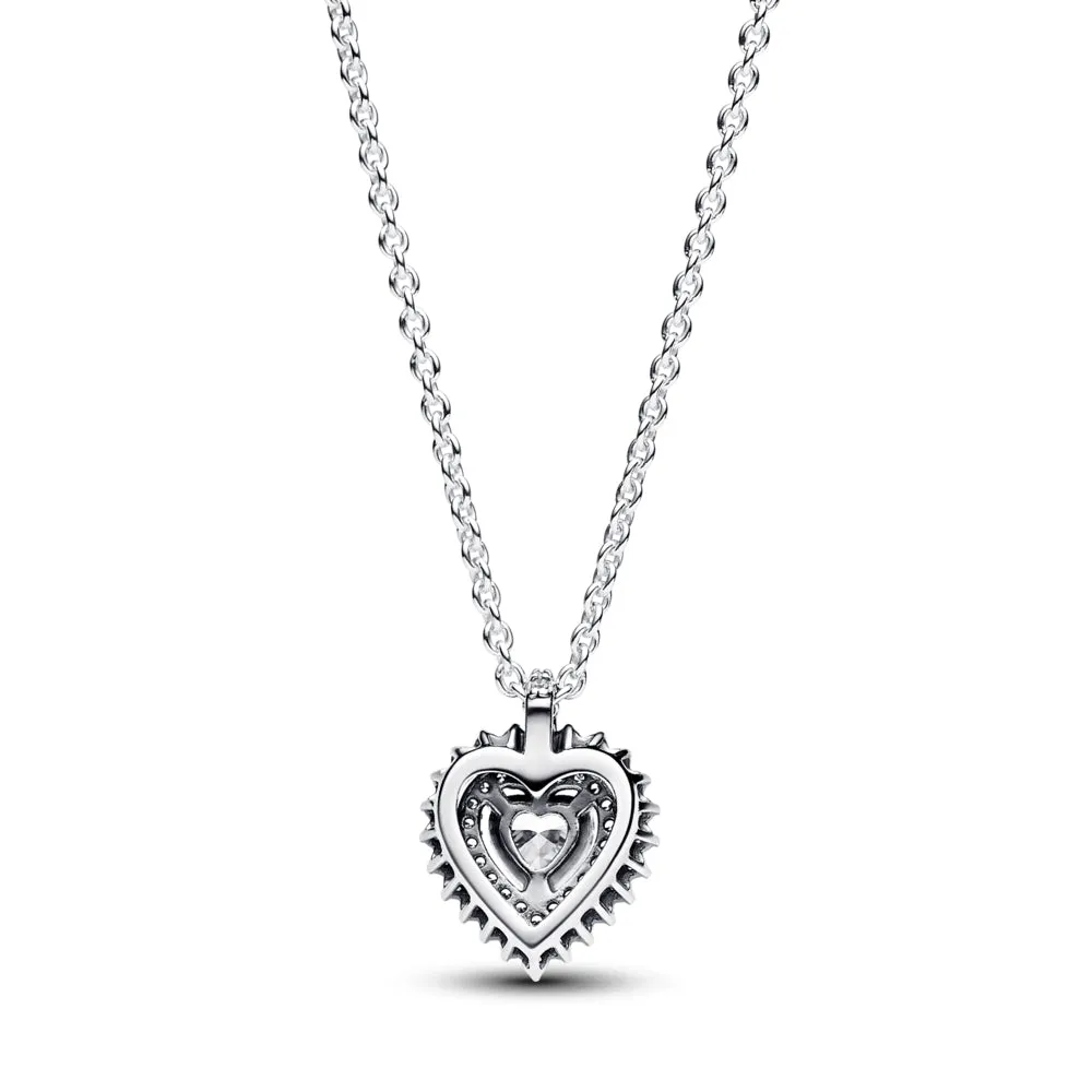 Sparkling Heart Halo Pendant Necklace