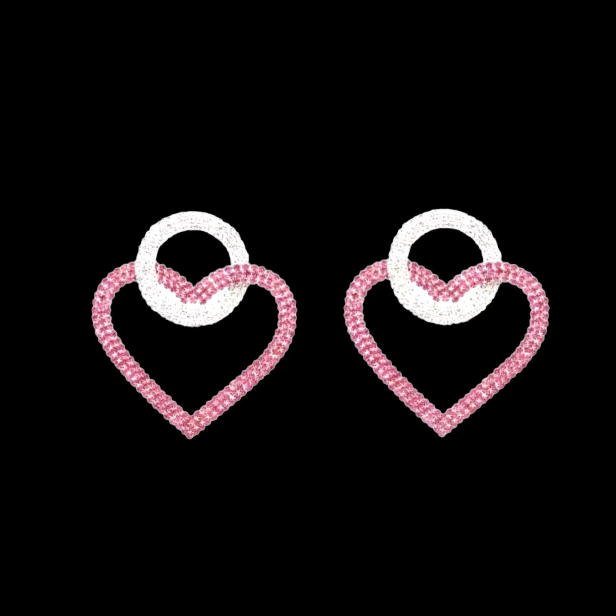 Sparkling Pink Heart Oversized Earrings