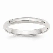 Sterling Silver 3mm Half-Round Wedding Band Ring