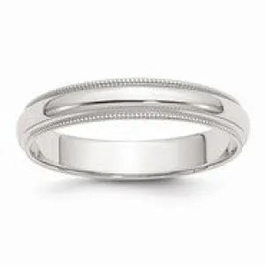 Sterling Silver 4mm Half Round Milgrain Wedding Band Ring