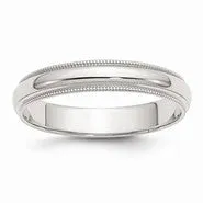 Sterling Silver 4mm Half Round Milgrain Wedding Band Ring