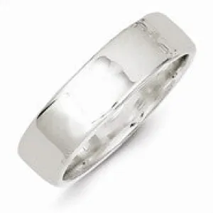 Sterling Silver 6mm Flat Wedding Band Ring