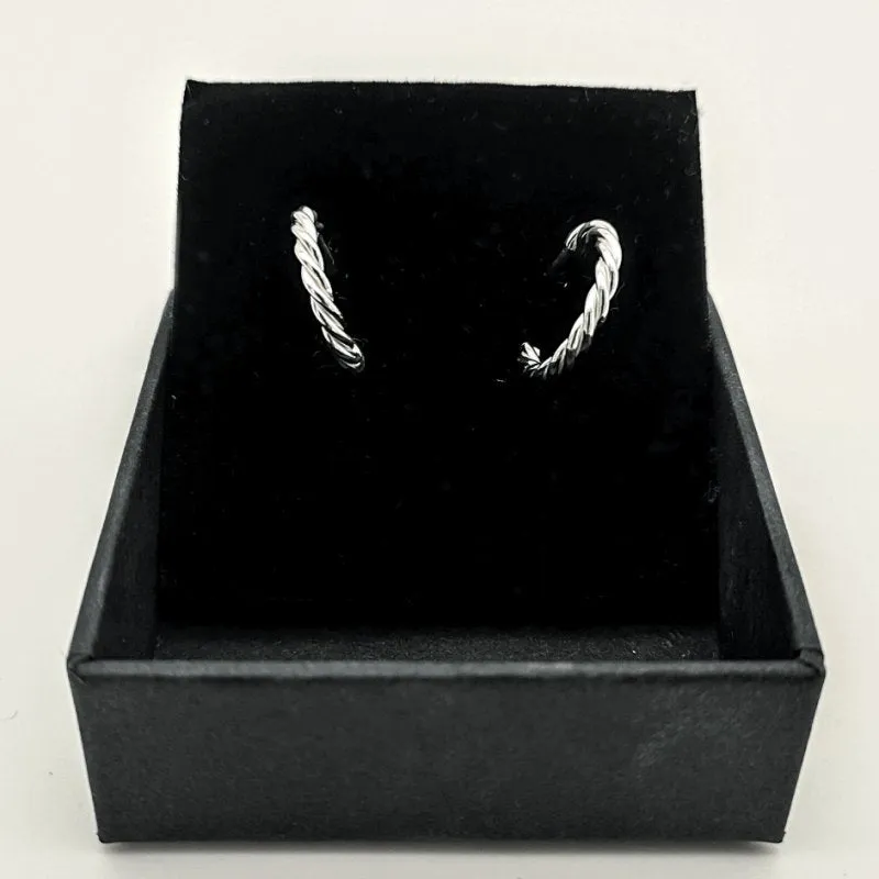 Sterling Silver Twisted Hoop Earrings