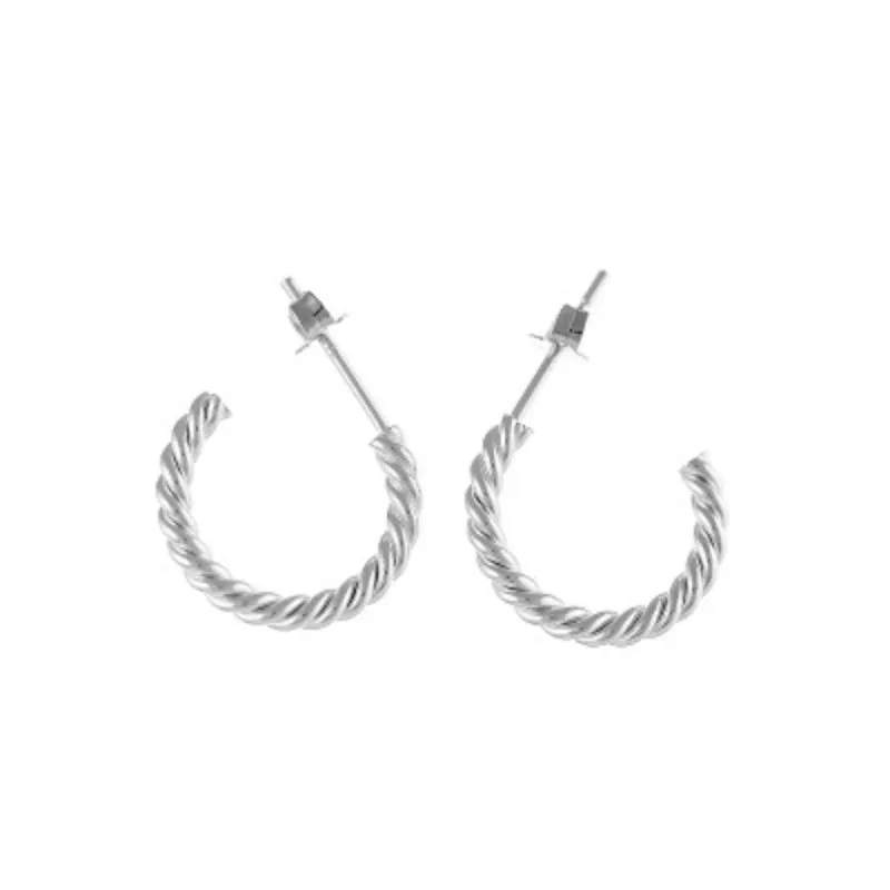 Sterling Silver Twisted Hoop Earrings