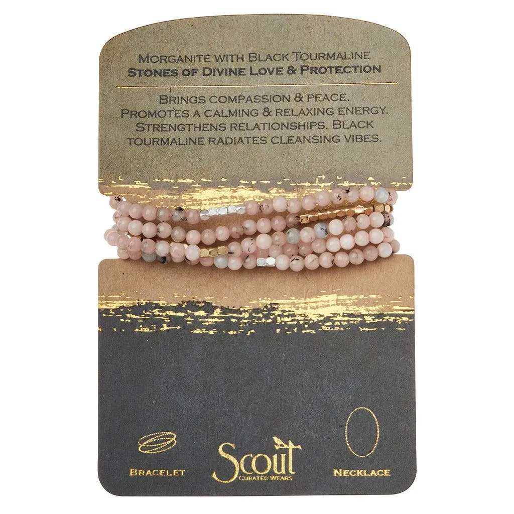 Stone Wrap - Morganite / Black Tourmaline / Gold & Silver - Stone of Divine Love & Protection