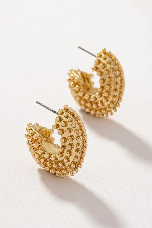 Studded C Shape Hoop Earrings