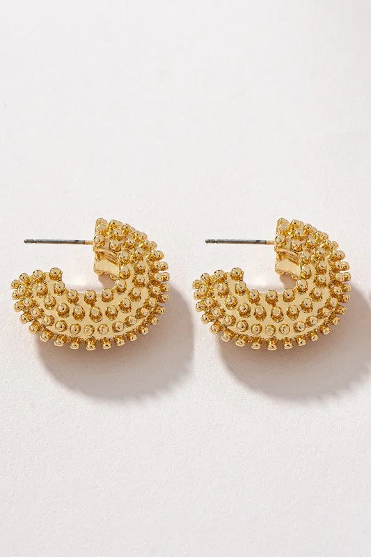 Studded C Shape Hoop Earrings