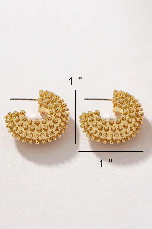 Studded C Shape Hoop Earrings