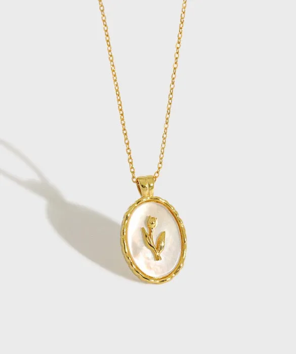 Timeless MOP tulip pendant necklace