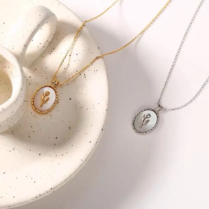 Timeless MOP tulip pendant necklace