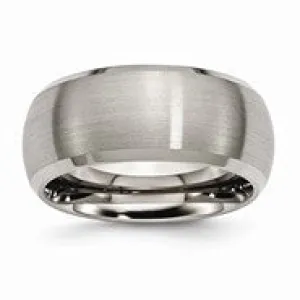 Titanium Beveled Edge 10mm Satin and Polished Wedding Band Ring