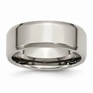 Titanium Beveled Edge 8mm Polished Wedding Band Ring