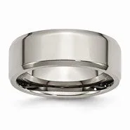 Titanium Beveled Edge 8mm Polished Wedding Band Ring