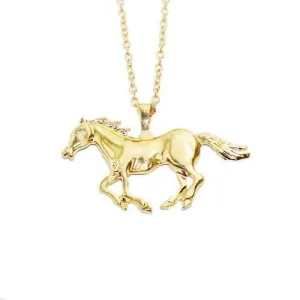 Trendy Silver Gold Color Horse Pendant Necklace Sweater Chain for Women