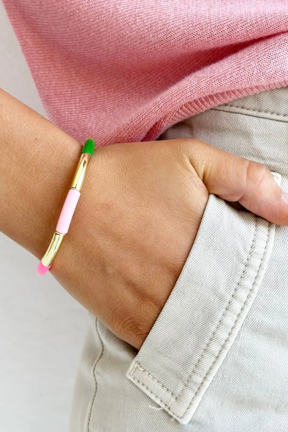 Tube Bracelet Solid | Gold & Multi