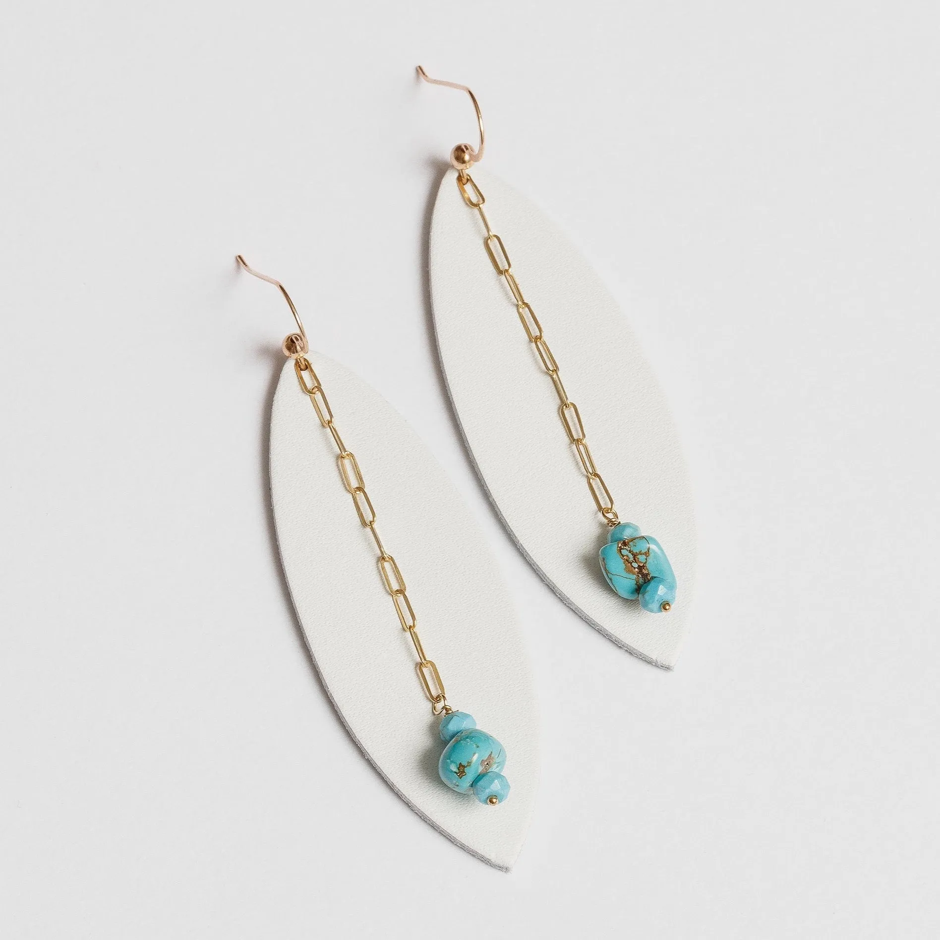 Turquoise Karma Gemstone Earrings in White