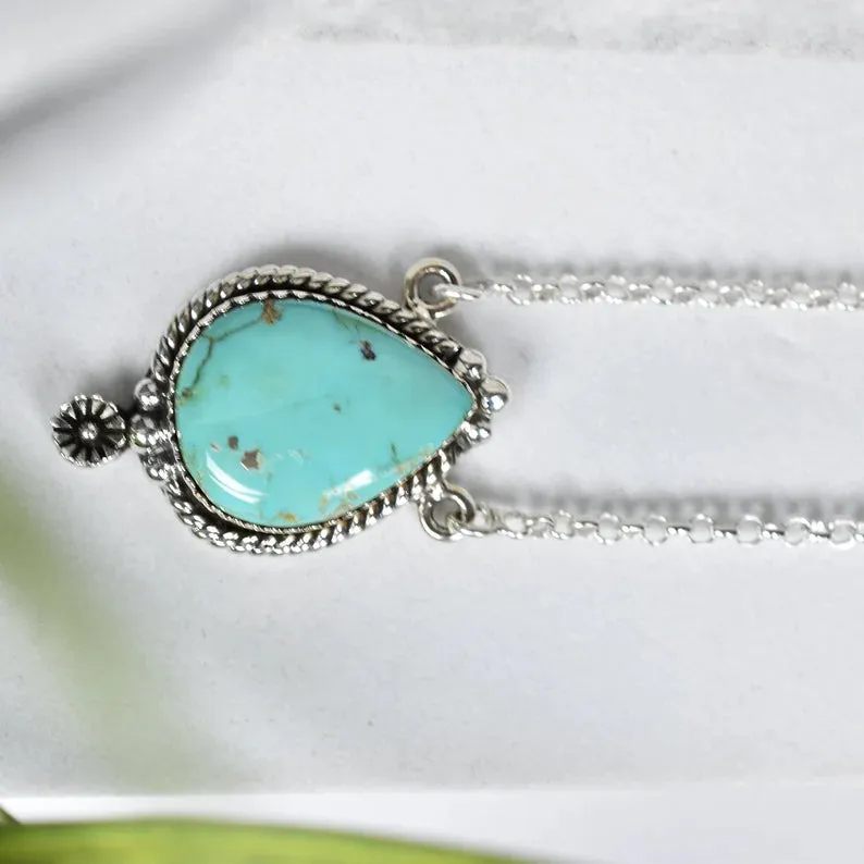 Turquoise Native American Pendants - 925 Sterling Silver Southwestern Style Pendant