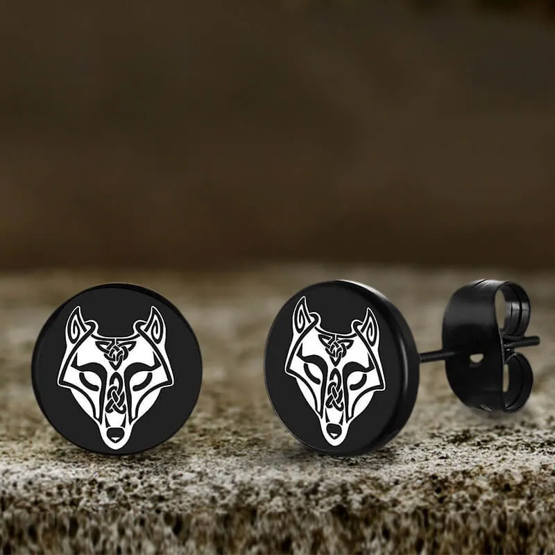 Viking Sigils Stainless Steel Stud Earrings