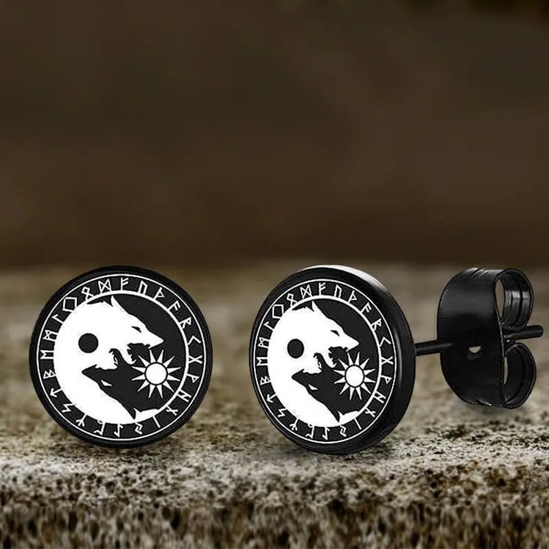 Viking Sigils Stainless Steel Stud Earrings